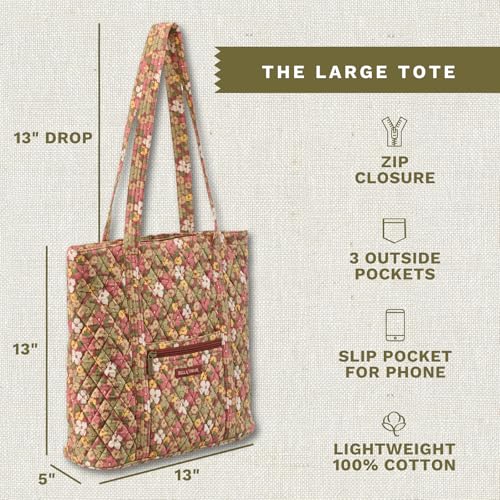 Bella Taylor Large Tote, Quilted Shoulder Bag for Women | Lightweight, 6-pocket large quilted purse, machine washable, zippered top, ultimate organization, durable construction - color: Autumn Garden
