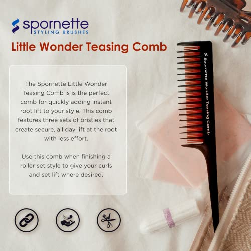 Spornette Little Wonder Rat Tail Comb - Hair Comb for Teasing, Backcombing & Sectioning - Adds Hair Volume to Fine & Thinning Hair - Heat-Resistant, Durable & Portable - size: Small (Pack of 1)