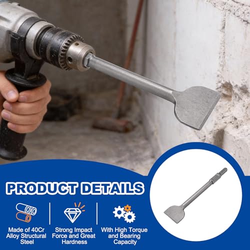HARFINGTON 65A Shank Floor Scraper Chisel 16.1" x 3.94" Steel Jack Hammer Chisel Bit for Electric Demolition Gardening Landscaping Digging Cutting - size: 16.1" x 3.94"