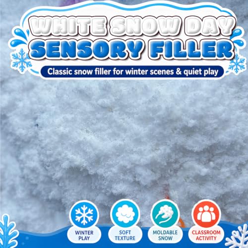 Sensory Bin Filler for Toddlers, Fake Snow Play Sand, Soft Latex Sensory Table Fillers for Classroom Learning, White Sensory Material for Indoor Sensory Play - color: White
