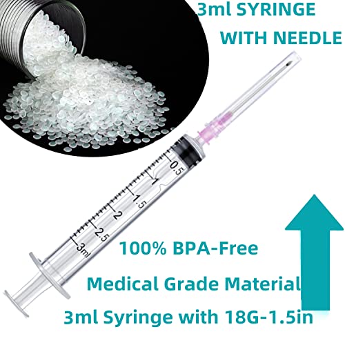 25 Pack 3ml 18Ga Lab Syringe Tools with Measurement, Individually Packed - style: 25 pack - 3ml 18 gauge