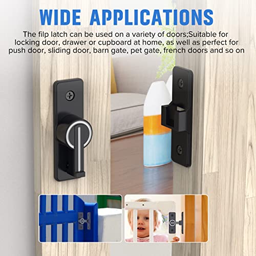 90 Degree Barn Door Lock, Heavy Duty Locks, Luminous Black-2 Pack | Flip Sliding Gate Latches for Garden, Bathroom, Garage & Sliding Doors - size: 2 Pack Luminous Black