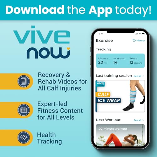 Vive Calf & Shin Ice Pack Wrap (Pair) - Extra Strength Hot & Cold Therapy | For Shin Splints & Leg Pain - Adjustable Compression Straps to Stay in Place - Flexible When Frozen with 30+ Minutes of Cold - size: 2 Pack