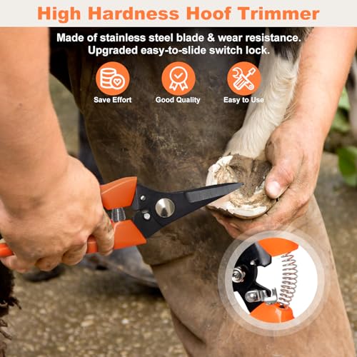 8 inch Farrier Tools Kit (8 Piece) Horse Goat Hoof Trimmers Carbon Steel Nippers Shears Nail Clipper, Mini Rasp, Hoof Trimming Cutter Knife, File for Pig Sheep Donkey Equine Supplies With Storage Bag