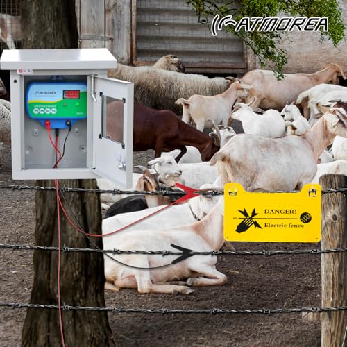 Electric Fence Charger 11kV Powerful Energizer ，2 Joules Energy Output with LED Display - Multi-Powered Ideal for Livestock, Pet, Poultry, Gardens, Orchards Protection