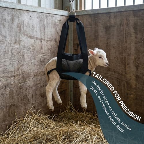 Animal Weighing Sling, Nylon Hanging Scale Bag with Adjustable Straps, 23.23 x 13.78 in, Black, for Lambs, Goats, Alpacas and Dogs