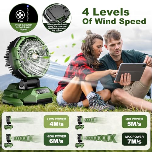 Portable Misting Fan (Green B) - color: Green B