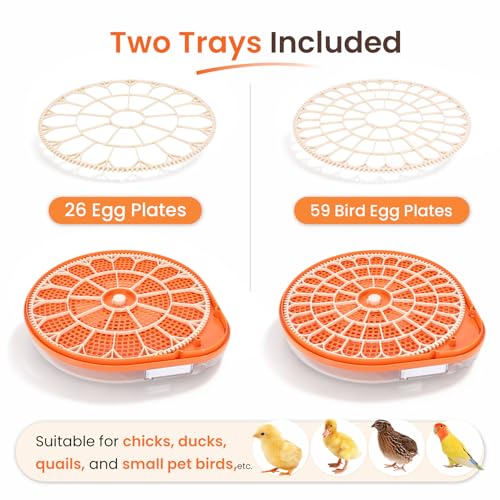 Smart Egg Incubator with Voice Control, 26 Chicken Eggs | Hatches 26 chicken or 59 bird eggs; automatic egg turner with thermometer seat, humidity control and water reservoir.