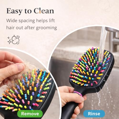 Adkoat® 2PCS Rainbow Air Cushion Grooming Brush for Horses Dogs Cats | Gentle Comb for Mane | Tail | Long Fur – Wave Bristle Massage Tool for Shedding, Knots & Circulation