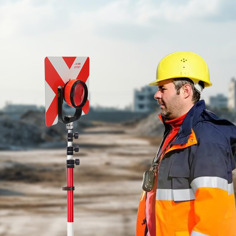 Surveying Aluminum Prism Pole, with Adjustable Adapter and Twist Lock for Land Surveying (15.09 FT/4.6 M) - size: 15.09FT/4.6M