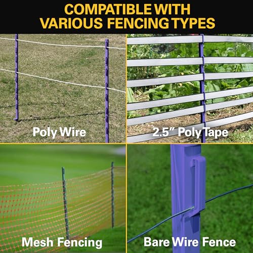 Zareba 4-Foot Step-in Electric Fence Posts - 50 Pack for Electric Fence System - Sturdy & Easy Installation - A-48P, Purple - Easy to Install Step in Fence Posts, Includes 50 - style: 50 Purple Posts