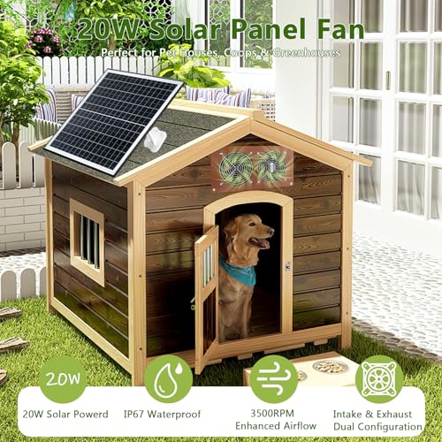 Zivif Solar Powered 2 Fan Kit for Chicken Coop, Greenhouse, Shed | 20W Solar Panel, Intake and Exhaust Ventilation, IP67 Waterproof, 360° Adjustable Mount, 8.8ft Cable