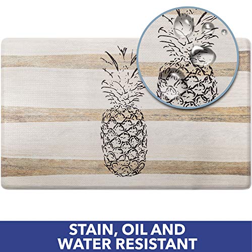 Home Dynamix Cozy Living Pineapple Runner Anti-Fatigue Kitchen Mat, Non-Slip Floor Mat, Padded Standing Desk Mat, Beige/Black, 17.5"x30" - color: Beige/Black, size: 18"L x 18"W x 0.5"Th