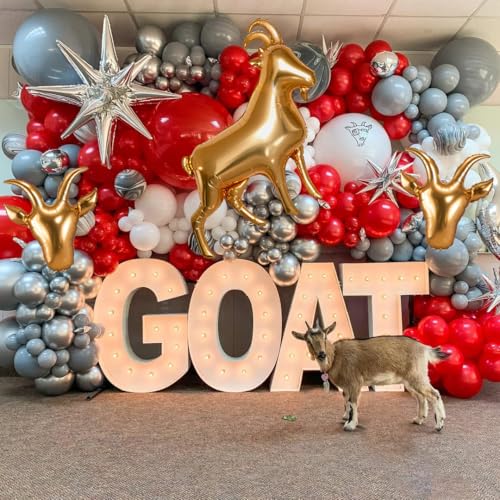 6Pcs Gold Goat Balloons, You Are The Goat Balloon,Capricorn Party/Greatest Of All Time Sports/Graduation/Birthday/Retirement Party Decoration Supplies,Farm Goat Balloons