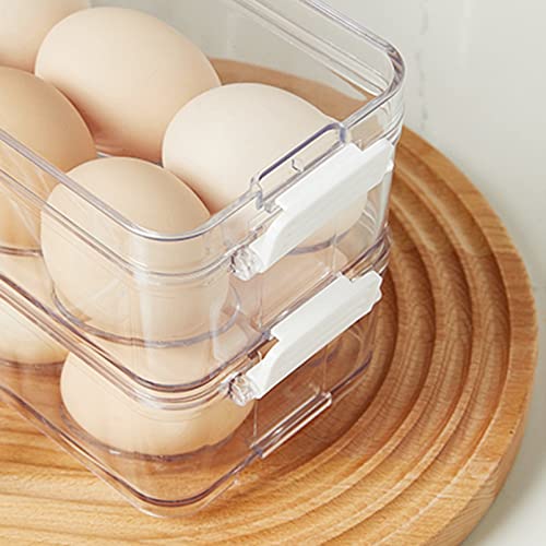 YOHA Clear Deviled Egg Tray Carrier with Lid 12 Grids Eggs Holder Case Refrigerator Egg Container Deviled Egg Platter Stackable Egg Tray Camping Picnic Travel Portable Egg Storage Container,Clear-12