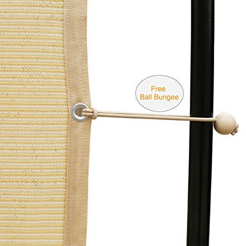 Shatex 90% Shade Fabric 10x 12ft Sun Shade Cloth with Grommets for Pergola Cover Canopy Wheat, 12 Bungee Balls - color: wheat, size: 10x12ft