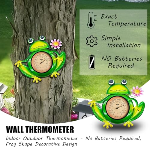 Outdoor Thermometer, Waterproof & Easy to Read, No Battery Needed | Frog wall-mounted decorative large outdoor thermometer for patio, garden, fence