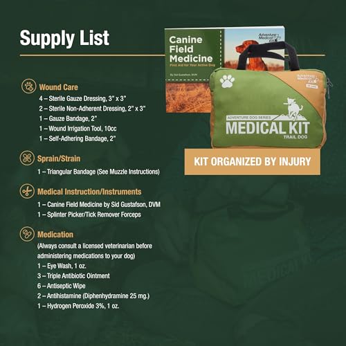 Adventure Dog Medical Kit - Vet in a Box | Includes Disposable Skin Stapler, QuikClot Gauze & Hemostat Forceps, Plus LED Headlamp for Hands-Free Pet First Aid