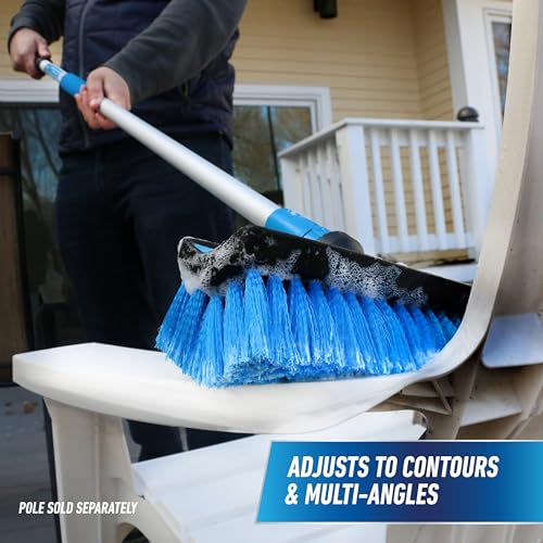 Unger Professional Lock-On Hydropower,Bi-Level Soft Wash Brush, Compatible with Waterflow Poles, Outdoor Cleaning Supplies, Great for Patios, Siding, Windows, Cars, and Boats, 10 inches (Pack of 12) - size: 10 inches (Pack of 12), style: Multi-Angle Wash