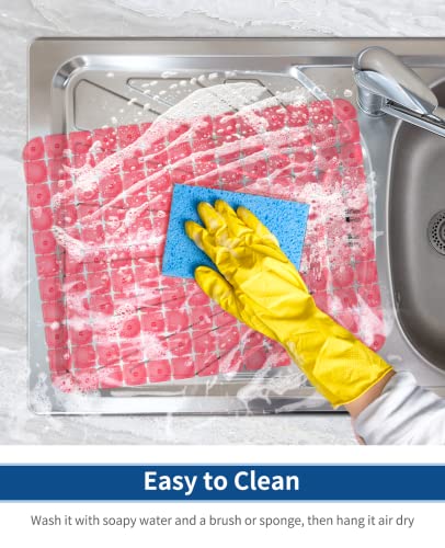 Bligli PVC Sink Protectors, 2 Pack, 15.7x11.8 inches for Stainless/Ceramic Sinks, Drain Mats, Red - color: Red