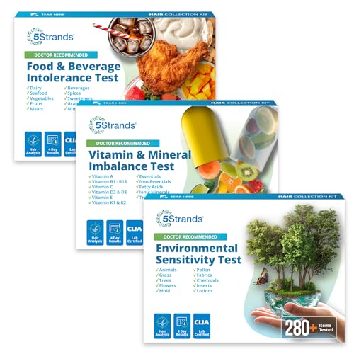 5Strands Food & Beverage Intolerance, Vitamins & Minerals Imbalance & Environmental Sensitivity Test, at Home Hair Analysis for Adults & Kids, Full Body Insight, Results in 4 Days