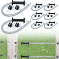 Hicarer 4 Set Electric Fence Gate Kit with Spring Handles & Screw-in Ring Insulators, 16ft Retractable Tension Spring for Farm, Ranch, Garden, Heavy Duty Black Electric Fencing Accessories for Safety