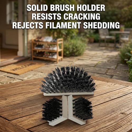 Heavy Duty Boot Scrubber Replacement Brushes Set with Solid Plastic Base - 4-in-1 Shoe Scraper Refill Kit (2 Side, 2 Bottom) & Screws - Custom Fit for Specific Models (Not Universal)