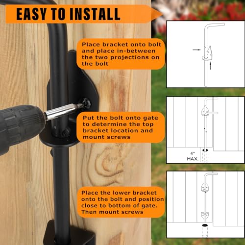 12" Heavy Duty Cane Bolt Gate Drop Rod-Steel Gate Ground Latch Designed for Wood Metal Vinyl Gates or Double Doors Fence Applications-2 Pack - size: 12 Inch-2 Pack