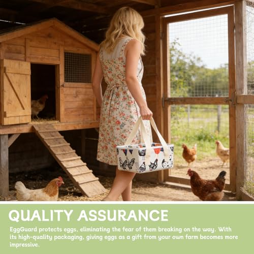 Eggs Collecting Basket, Large Egg Bags with 9 Pouches, Durable Canvas Egg Holder for Duck, Chicken, Goose Eggs(COLOR:White) - color: White