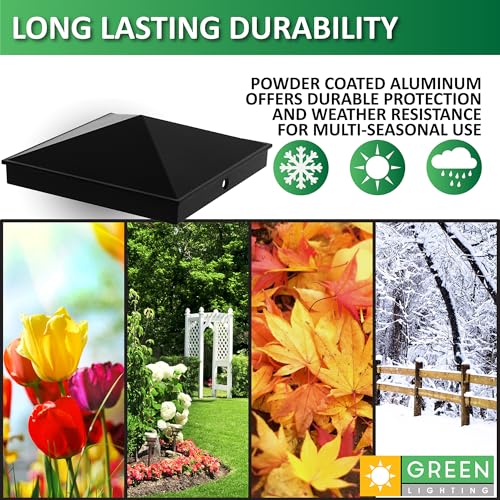 GreenLighting 4x4 Aluminum Pyramid Post Cap Cover (Black 4 Pack) Fits 4x4 Nominal Wood (True 3.5 x 3.5) Powder Coated Matte Outdoor Post Caps Cover, Fence Wood Post, Decking, Waterproof - color: Black 4x4, size: 4 Pack