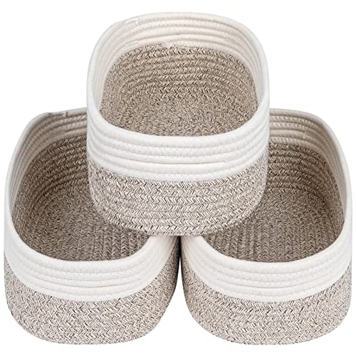 CubesLand Baskets for Shelves Storage,Cube Shelf Closet Storage Bins Set 3 | Long-lasting &Skin-friendly Toy Basket Bin,Stylish Room Decor Basket,Woven Off White/Light Brown - color: Off White/Light Brown, size: 3pcs-small basket
