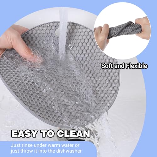 3Pcs Rubber Jar Opener,Round Jar Opener Gripper Pad,Multipurpose Silicone Jars Openers,Non-Slip Coasters for Weak Hands (6.7x6.7inch,Grey) - color: Gray