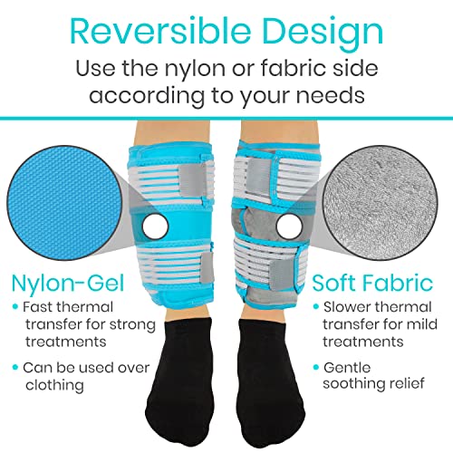 Vive Calf & Shin Ice Pack Wrap (Single) - Extra Strength Hot & Cold Therapy | For Shin Splints & Leg Pain - Adjustable Compression Straps to Stay in Place - Flexible When Frozen with 30+ Minutes of Cold - size: Single