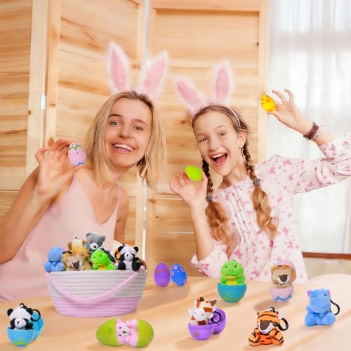 16PCS Prefilled Easter Egg Fillers with Animal Toys for Easter Egg Hunt | colorful bright prefilled Easter egg fillers, Easter egg hunt for kids boys girls easter basket stuffers party favors prizes