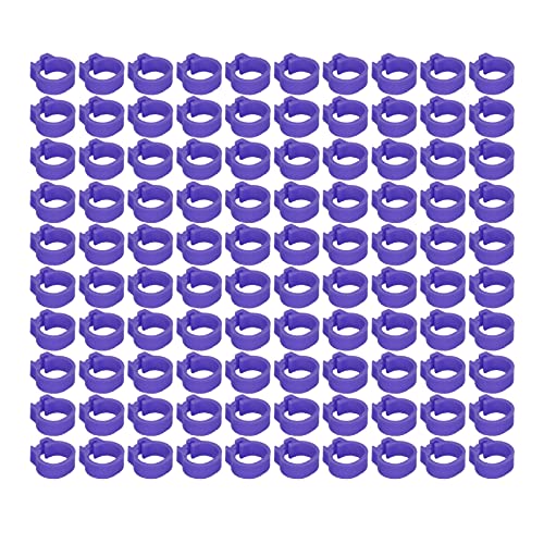 Zerodis 100PCS 8mm Leg Rings, Plastic Identification Bands for Pigeons, with Reusable Easy to Install for Poultry Dove Marking (Purple) - color: Purple