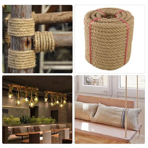 Thick Twisted Manila Ropes 1.5Inch×50ft Natural Jute Rope Heavy Duty Hemp Rope for Swing Bed, Crafts, Railing, Tug of War, Landscaping, Gardening, Bundling, Hammock, Home Decorating - size: 1.5inches x 50feet