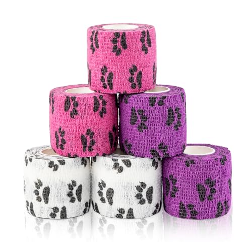 Vet Wrap Cohesive Bandages Bulk Self Adhesive Bandage Wrap Self Adherent Wrap Non-Woven for Dogs Pet Animals & Ankle Sprains & Swelling (2 Inch Mix) - color: 2 Inch Mix