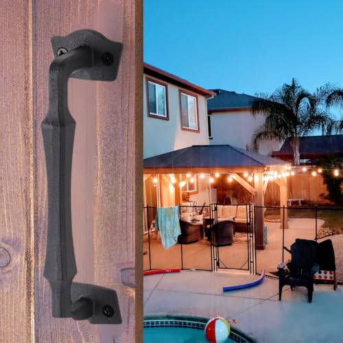 2-Pack 10 Inch Colonial Tapered Barn Door Handle - Black Cast Iron Pull for Sliding Doors, Gates, Sheds, Fences, Closets - Indoor Outdoor Farmhouse Hardware - size: 10" - 2 Pack, style: Colonial Tapered