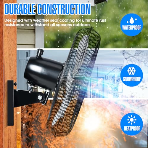 iLiving 20" Outdoor Oscillating High Velocity Wall Fan with 4750 CFM Heavy Duty Weatherproof Motor, Variable Speed Adjustment for Workshop, Garage, Patios, Commercial and industrial, 20 inch,Black - size: 20-Inch