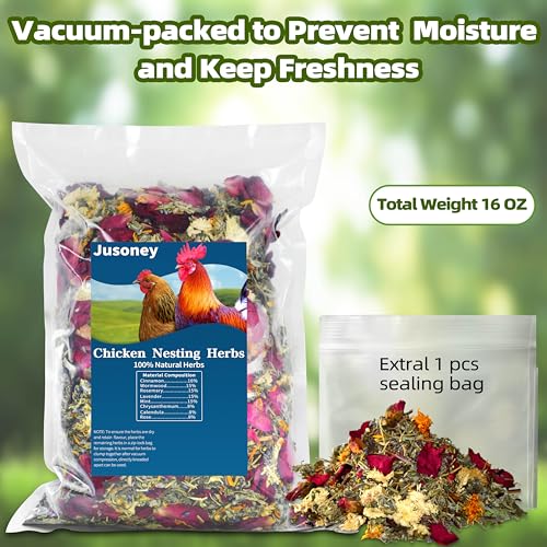 16 OZ Nesting Herbs for Chicken Coop, Premixed 8 Dried Herbs, Natural Chicken Coop Accessory, Promotes Egg Production - size: 16 OZ