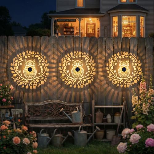 Gardsee Solar Fence Lights Outdoor 2 Pack Deck Step Wall Lights Butterfly Metal Waterproof LED Warm Yellow Light for Garden Post Patio Backyard Yard Decor (Black 7) - style: black 7