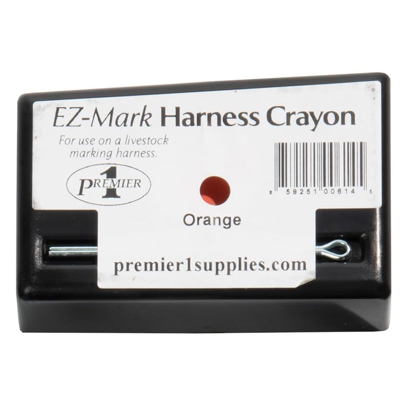 Premier 1 EZ-Mark Harness Crayon for Sheep & Goat Marking – Orange | Orange crayon. Identifies if ewe or doe has been bred. Use at 40–80°F. Compatible with Premier marking harnesses. - style: Orange Crayon