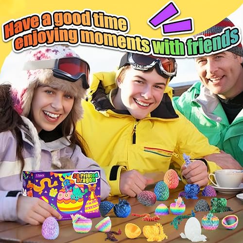 Impossmaker 12pcs 3D Printed Dragon Eggs, Prefilled Easter Dragon Egg with Dragon Toy, Easter Basket Stuffer, Goodie Bag Fillers, Easter Egg Hunt, Unique Easter Basket Gifts for Kids - style: 12P-S2