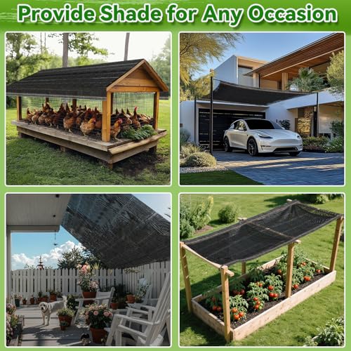 Bigmeta Cuttable Shade Cloth for Garden | 6.5x10FT 50% UV-Resistant Mesh Tarp with Rope, Black Sun Cover Net for Patio Greenhouse Raised Beds Plants - size: 6.5X10FT