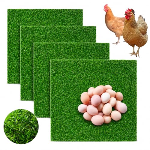 Chicken Nesting Pads, 12x12 Washable Artificial Grass Mat for Chicken Coop, Reusable Pet Garden Turf with Rubber Backing (4PCS) - color: 4PCS