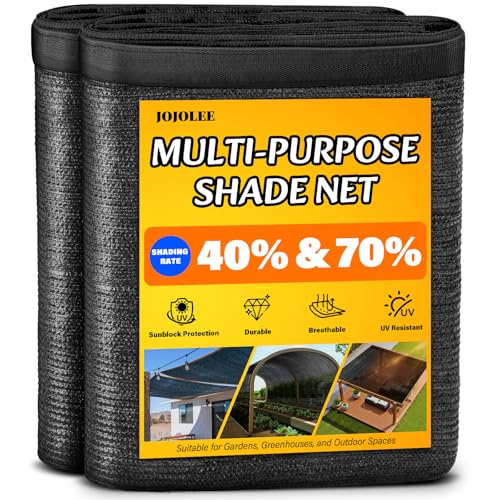 JOJOLEE 40% Sun Shade Cloth, 20x20FT Shade Net Mesh Tarp with Grommets, Black Sunblock Cover for Outdoor Patio Plants, Pergola, Greenhouse, Chicken Coop, Backyard, Balcony - size: 40%-20 x 20FT