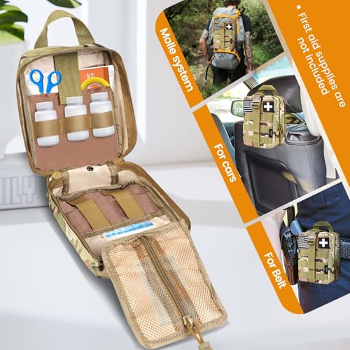 Medical Molle Pouch Tactical - 1000D Nylon First Aid Pouch, Big Capacity EMT Pouch Utility, Heavy Duty Military Grade Rip-Away Ifak Pouch for Home and Outdoor Activities（Bag Only - color: Multicam