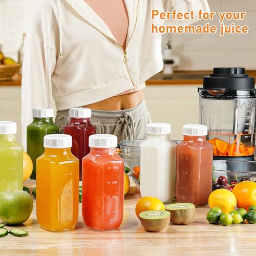 Sovietiep 4 Pack 16 Oz Glass Milk Bottles With Lids, Breastmilk Pitchers | Glass Bottles With Silicone Dispenser Caps For Juice, Drinks And Breastmilk Storage, 500ML, ML/OZ Scale Line, Dishwasher Safe