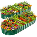 Land Guard 2Pcs 8ft Galvanized Steel Raised Garden Bed, 8 x 4 x 1 ft Large Metal Raised Planter Beds, Raised Garden Bed for Vegetables, Green - color: 3-green, size: 8×4×1ft(2pcs）