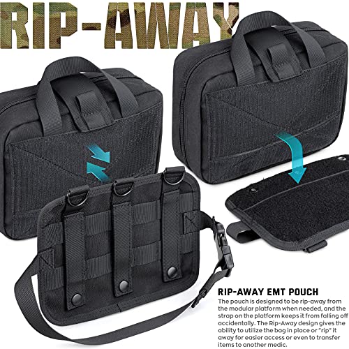 LIVANS Medical Bag, First Aid Bag Empty for Emergency & Trauma Kits | Molle Quick Release Design, Headrest Mount, Includes Flag and Cross Patch,Versatile for Tactical, Camping, Hiking and Travel - color: Black